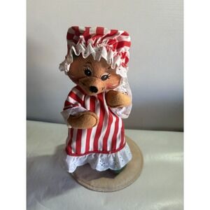 Vintage 1992 Annalee Dolls Christmas Bear In Nightgown And Cap 12" Tall